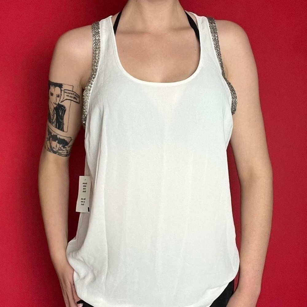 Sheer white tank with sparkly accents  🤍🤍​​​​​​​​​​​​​​​​​​​​​​​